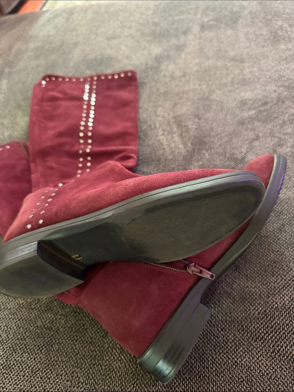 Women's Tall Suede Studded Boot - Burgundy